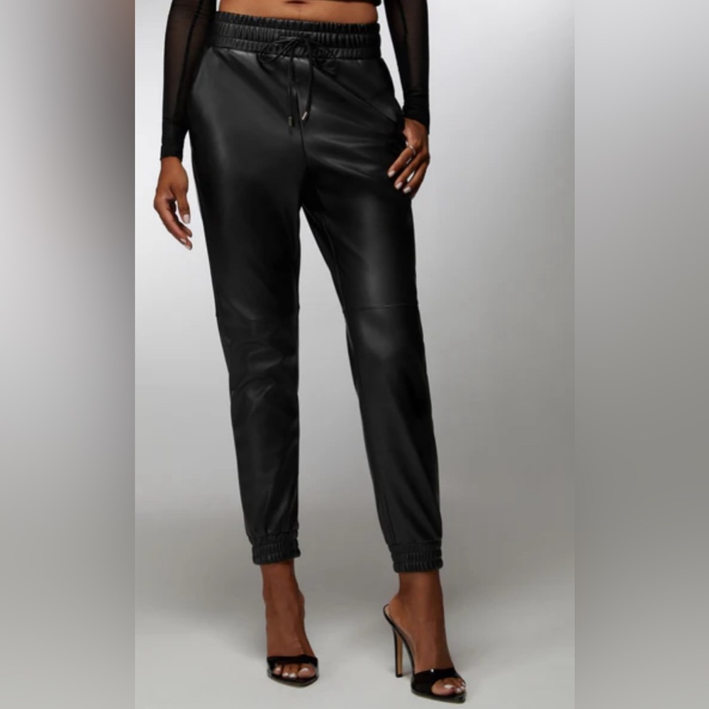 Bebe Distressed Faux Leather Jogger